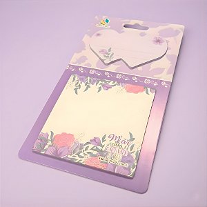Bloco de Anotações Autoadesivo - Roxo - Mãe Como é Grande o Meu Amor Por Você - 7x7cm - 1 unidade - Rizzo