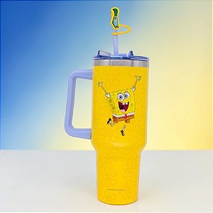 Caneca Térmica com Canudo - Bob Esponja - 1,15l - 1 unidade - Zonacriativa - Rizzo