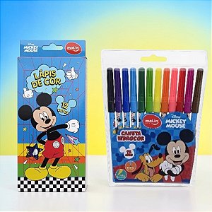 Conjunto Canetinha e Lápis de Cor - Mickey Mouse - Disney Original - 1 unidade - Molin - Rizzo