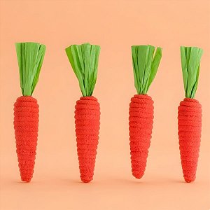 Cenoura Decorativa de Páscoa - Espiral Laranja / Verde - 15,5x2,5cm - 4 unidades - Cromus - Rizzo
