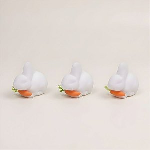 Enfeite Decorativo de Páscoa - Coelho Branco com Cenoura - 7x5x9cm - 3 unidades - Cromus - Rizzo