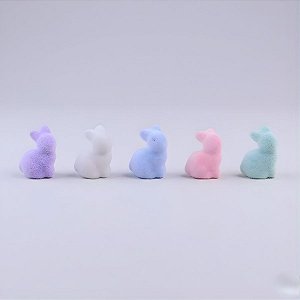 Enfeite Decorativo de Páscoa - Coelho Colorido Sentado de Frente - 5x3,5x4cm - 6 unidades - Cromus - Rizzo