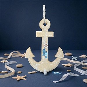 Enfeite Decorativo Para Pendurar - Âncora - Bege - 40x23cm - 1 unidade - Rizzo
