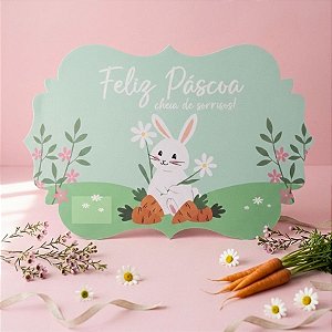 Jogo Americano de Páscoa - Coelho Margarida - "Feliz Páscoa" - Verde - 43cm - 1 unidade - Rizzo