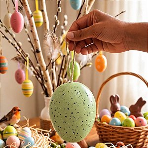 Enfeite Para Pendurar de Páscoa - Ovo De Páscoa - Verde - 16cm - 1 unidade - FlorArte - Rizzo