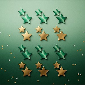 Decoração de Mesa - Estrelas Metalizadas - Verde e Amarelo - Copa do Mundo  - 24 unidades - Regina - Rizzo