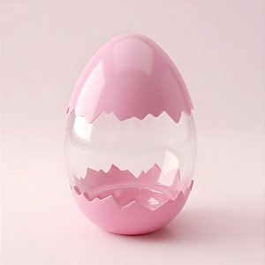 Ovo Transparente Casquinha - Rosa Claro - 6x10x6cm - 10 unidades - Rizzo