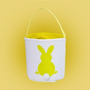 Cesta Decorativa de Páscoa - Silhueta do Coelho - Amarelo - 17x17x18cm - 1 unidade - Rizzo