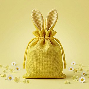 Saco de Páscoa com Orelha - Amarelo -13x12cm - 1 unidade - Rizzo