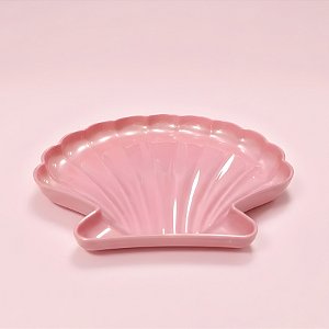 Bandeja Decorativa - Concha Rosa Perola - 22x22x2cm - 1 unidade - Rizzo