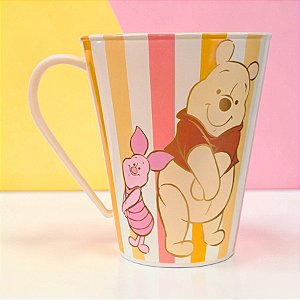 Caneca de Plástico Ursinho Pooh - Listras - 360ml - Disney Original - 1 unidade - Plasútil - Rizzo
