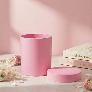 Caixa Acrílica Redonda- Rosa Bebê- 15cm - 1 unidade - Rizzo