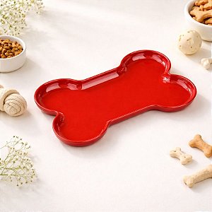 Bandeja Decorativa - Osso - Vermelha - 24cm - 1 unidade - Rizzo