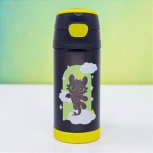 Garrafa Térmica com Canudo Furia da Noite - Como Treinar o Seu Dragão - 350ml - 1 unidade - Zonacriativa - Rizzo