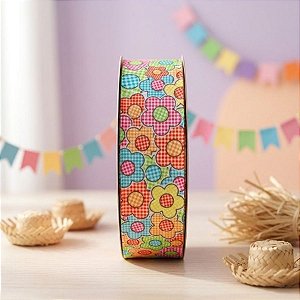 Fita Decorativa de Festa Junina - Flor Xadrez - 10m - 1 unidade - Rizzo