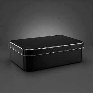 Lata de Metal Retangular - Preto - 14x10x4,5cm  - 1 unidade - Rizzo