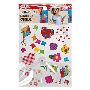 Tatuagem Temporária Para Pele - Arraiá Menina - 42 Tatuagens - 2 unidades - Regina - Rizzo