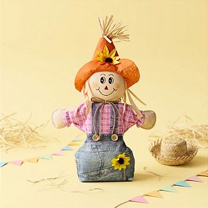 Peso De Porta Espantalho De Festa Junina - Laranja e Rosa - 24cm - 1 unidade - Rizzo