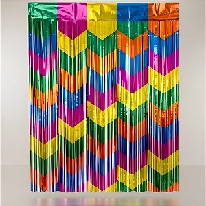 Cortina Decorativa Metalizada Colorida - Junina - 1x2m - 1 unidade - Partiufesta - Rizzo
