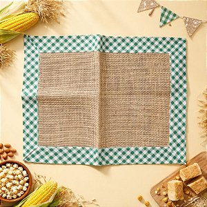 Jogo Americano Junino de Juta - Xadrez Verde - 46cm - 1 unidade - Rizzo