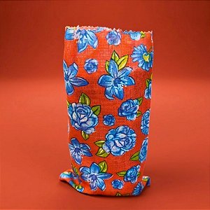 Saquinho para Pipoca e Hot Dog Chita - Laranja e Azul - 13x22cm - 5 unidades - Rizzo