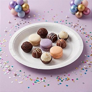 Prato de Papel Redondo - Branco - 23cm - 25 unidades - Rizzo