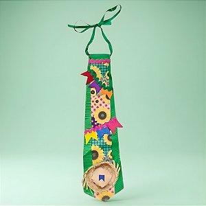 Gravata de Festa Junina - Verde - Estampa Sortida - 7,5x28cm - 1 unidade - Rizzo