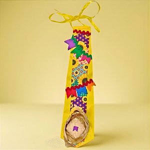 Gravata de Festa Junina - Amarelo - Estampa Sortida - 7,5x28cm - 1 unidade - Rizzo