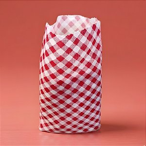 Saquinho para Pipoca e Hot Dog Chita Xadrez - Vermelha - 13,5x23cm - 5 unidades - Rizzo