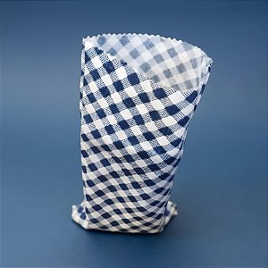 Saquinho para Pipoca e Hot Dog Chita Xadrez - Azul Marinho - 13,5x23cm - 5 unidades - Rizzo