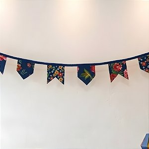 Varal De Bandeirinhas Festa Junina Chita - Cordão Azul Escuro - 10 Bandeiras - 270cm - 1 unidade - Rizzo
