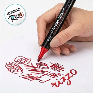 Marcador Permanente - Ponta Bullet 1,5mm Vermelho - Caixa - 12 unidades - Deli - Rizzo