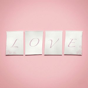 Faixa Decorativa - Love Branco e Rosa - 58x20cm - 1 unidade - Cromus - Rizzo