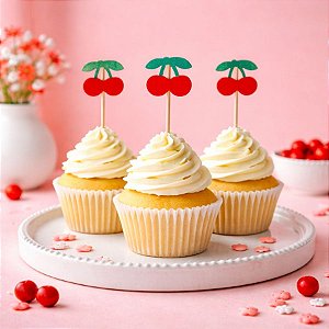 Pick Decorativo Para Doce - Cereja - 15cm  - 20 unidades - Rizzo