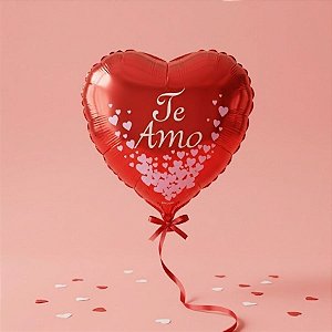 Balão de Festa Microfoil Coração - Vermelho e Rosa - Te Amo - 25cm - 1 unidade - Rizzo