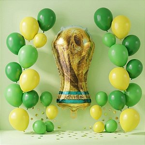 Balão de Festa Microfoil - Taça Copa do Mundo - 61,5cm - 50 unidades - Rizzo