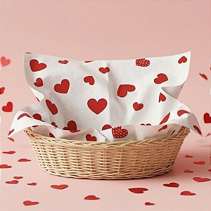 Papel Seda - 70x50cm - Cuore Vermelho - 50 unidades - Rizzo