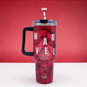 Caneca Térmica com Canudo - Marvel - 1,15l - Disney Original - 1 unidade - Zonacriativa - Rizzo