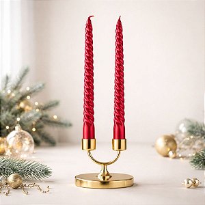 Vela Espiral Metalizada - Vermelha - 25cm - 2 unidades - Rizzo