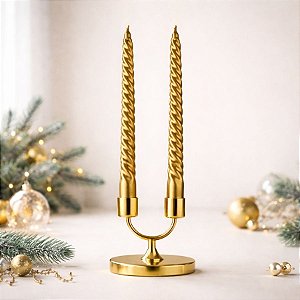 Vela Espiral Metalizada - Dourada - 25cm - 2 unidades - Rizzo