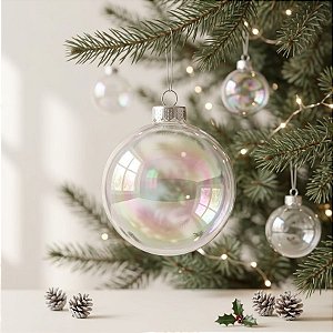 Bola de Natal - Nacarado Transparente - 8cm - 4 unidades - Rizzo