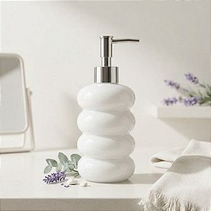 Porta Sabonete Líquido de Vidro - Branco - 19cm - 400mL - 1 unidade - Rizzo