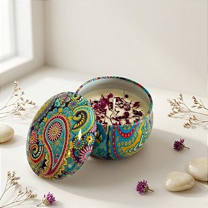 Vela Aromática - Lata Metálica Mandala - Colorido - 7cm - 1 unidade - Rizzo