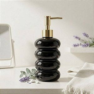 Porta Sabonete Líquido de Vidro - Preto - 19cm - 400mL - 1 unidade - Rizzo