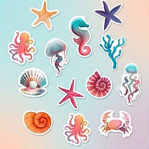 Mini Personagens Decorativos - Fundo do Mar - 4,5x9cm - 12 unidades - Regina - Rizzo