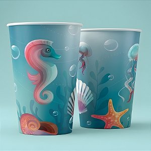 Copo de Papel - Fundo do Mar - 180ml - 9,5x6,5cm - 8 unidades - Regina - Rizzo