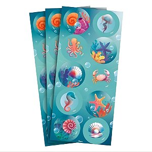 Adesivo Redondo - Fundo do Mar - 4x4cm - 30 unidades - Regina - Rizzo