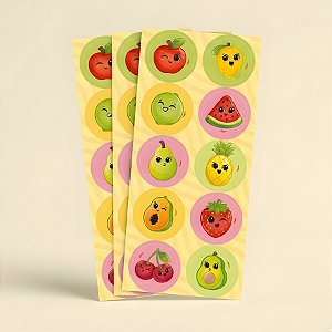 Adesivo Redondo - Frutinhas - 4x4cm - 30 unidades - Regina - Rizzo