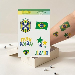 Tatuagem Temporária Para Pele - Vem Hexa - Copa do Mundo - Ref.2531 - 6 unidades - Stickr - Rizzo