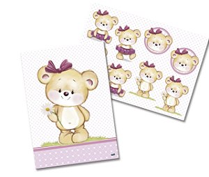 Kit Decorativo Festa Ursinha Rosa - Festcolor - Rizzo Festas